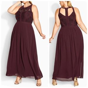 City Womens Apparel Plus Size Maxi Panelled Bodice Bordeaux Size 20